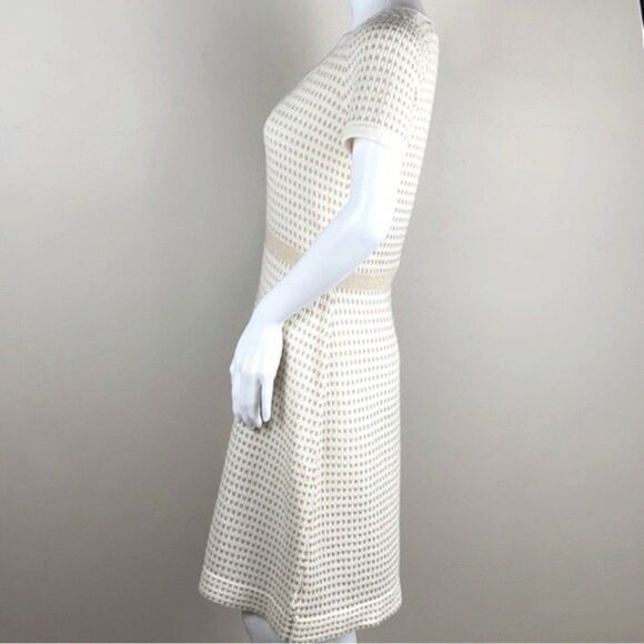 Anthropologie Sparrow Cream Gold Gilt Grid Sweater Dress Size Small - Picture 7 of 11